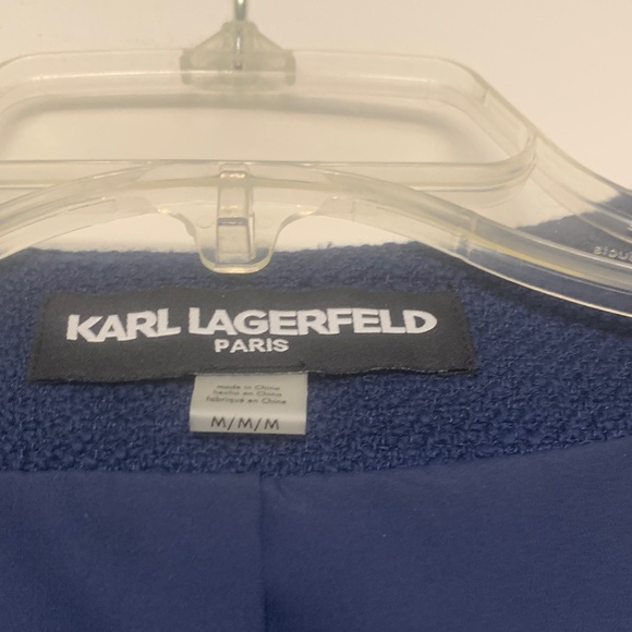 Karl Lagerfeld Navy and Cream Women's Blazer - Picture 2 of 6